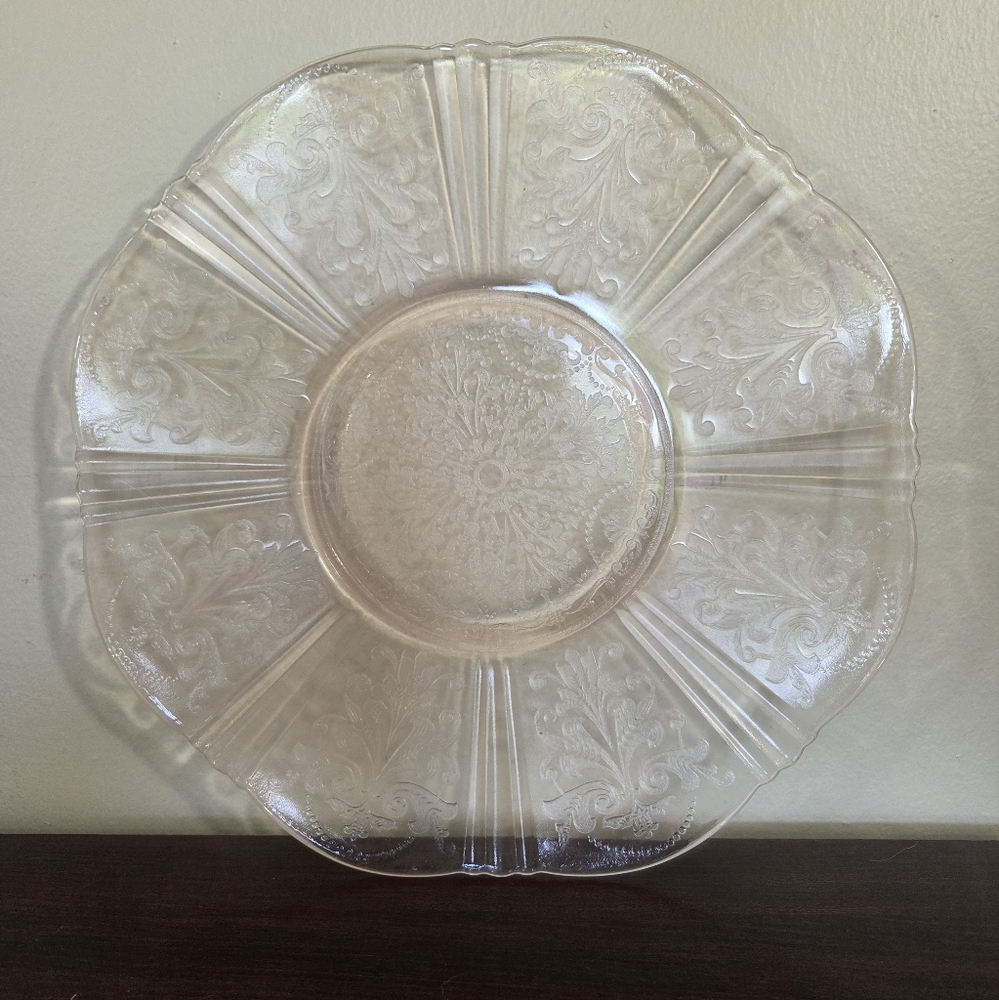 Vintage Macbeth Evans Pink American Sweetheart Depression Glass 12" Plate Server